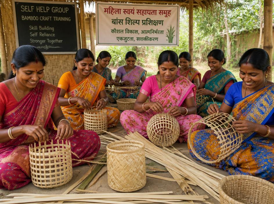 Bamboo craft training for tribal women self-help groups